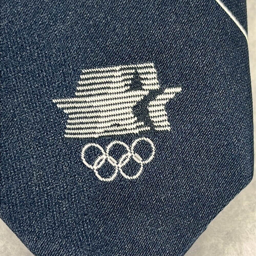 Cervantes 1980 Los Angeles Olympic Emblem Navy Blue Tie Mens Made In Los Angeles - Picture 2 of 6